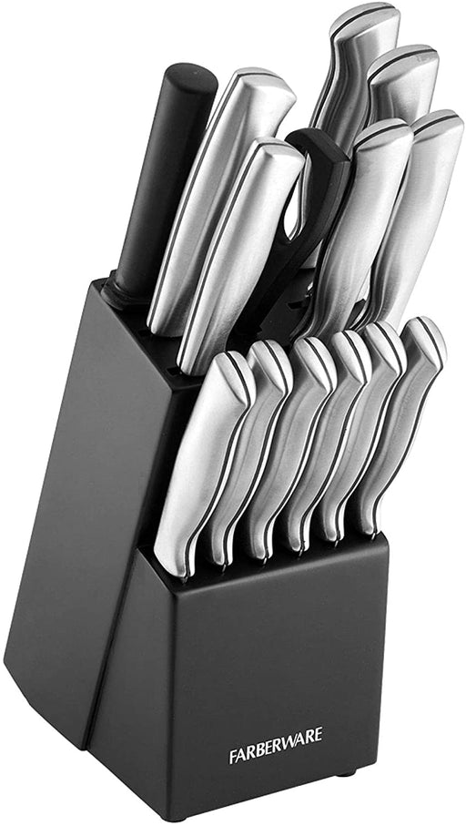 Farberware Stamped 15-Piece High-Carbon Stainless Steel Knife Block Set