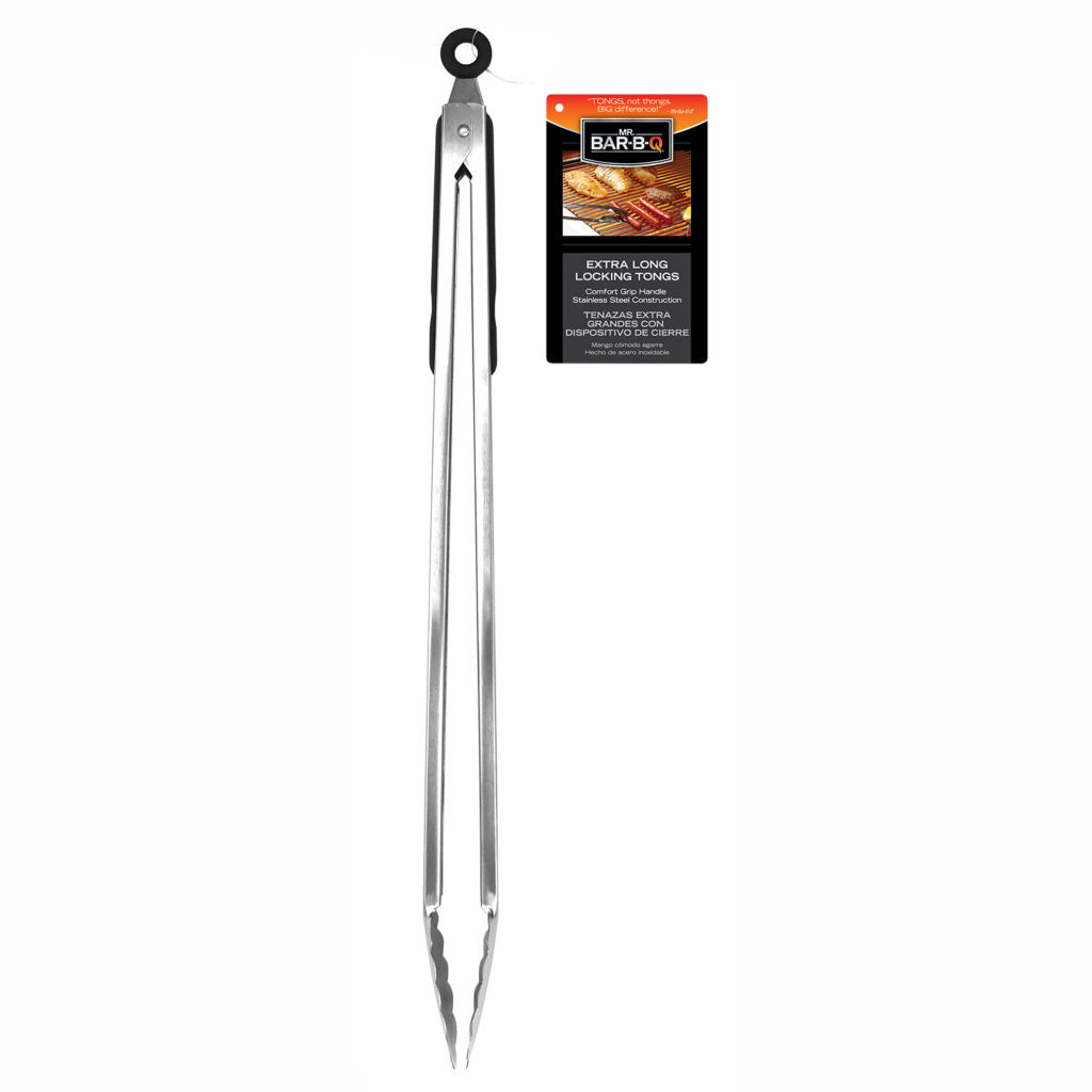 Mr Bar-B-Q Oversized Locking Tongs Stainless Steel With Non-Slip Rubber  Grip