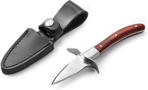 Outset Oyster Knife W/ Pakka Wood Handle & Leather Case