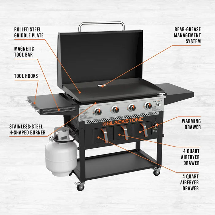 Blackstone 36" Griddle with Air Fryer and Hood