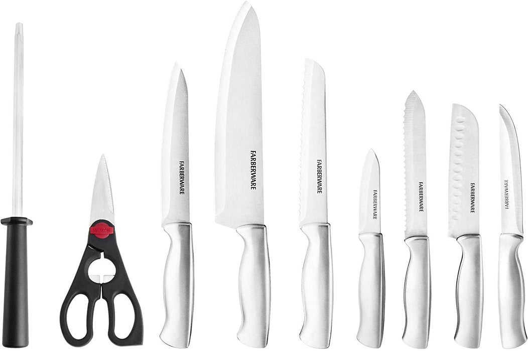 Farberware Stamped 15-Piece High-Carbon Stainless Steel Knife Block Set
