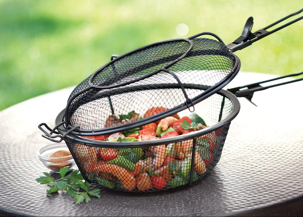 Outset Jumbo Outdoor Grill Basket with Removable Handles
